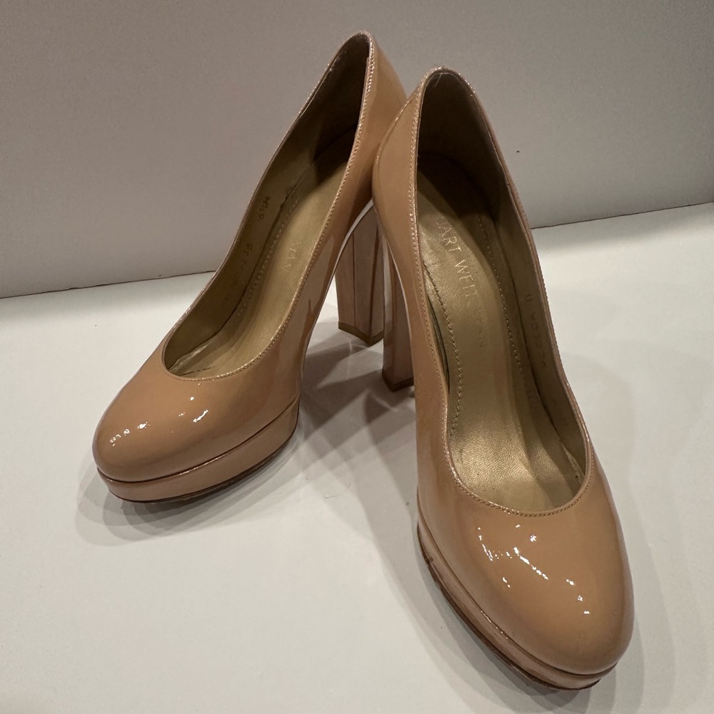 Stuart Weitzman Nude Patent Leather Heels